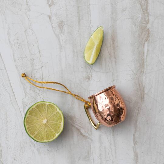 Hello Honey® 2.5" Copper Finish Hammered Stainless Steel Mule Mug Ornament